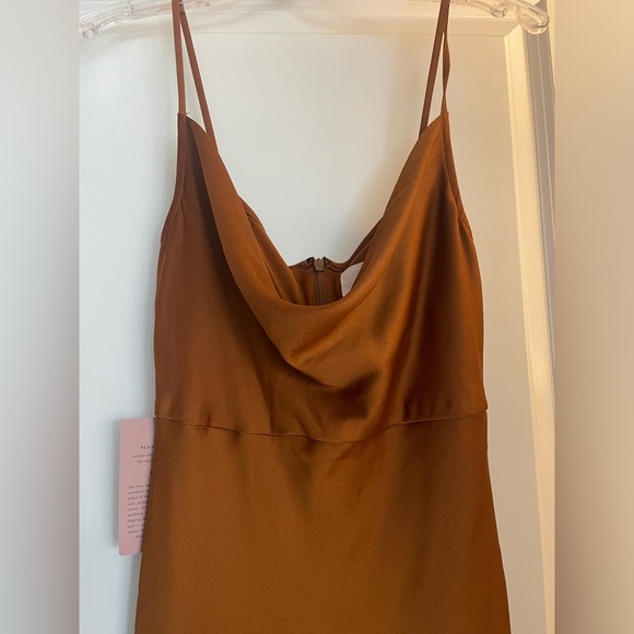 Anthropologie BHLDN Rust Cali Satin Cowl Neck-Midi Slip Dress-SIZE 4. NWT - Picture 3 of 7